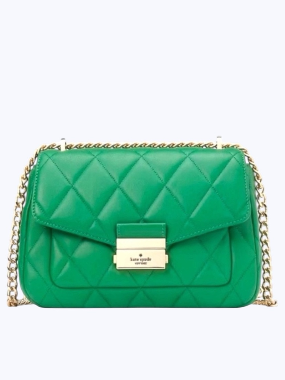 Kate Spade Carey Smooth Leather Quilted Small Flap Shoulder Bag, Green